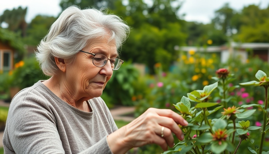 Bonnetta Adeeb Ujamaa Cooperative Farming Alliance member gardening thoughtfully.