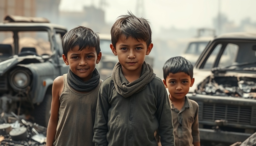 Children amid ruins of Khartoum's war zones, post-conflict scene.