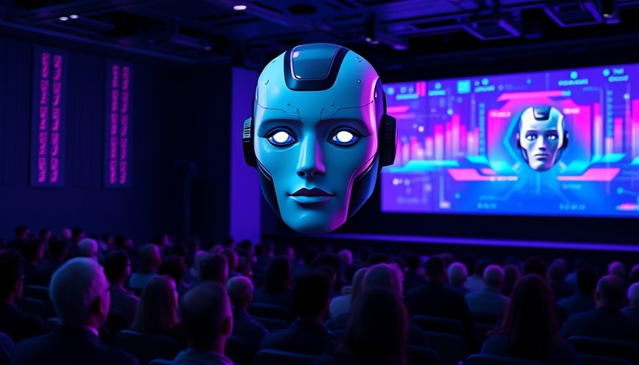 Futuristic AI robot presentation at Google Alpha Evolve event.