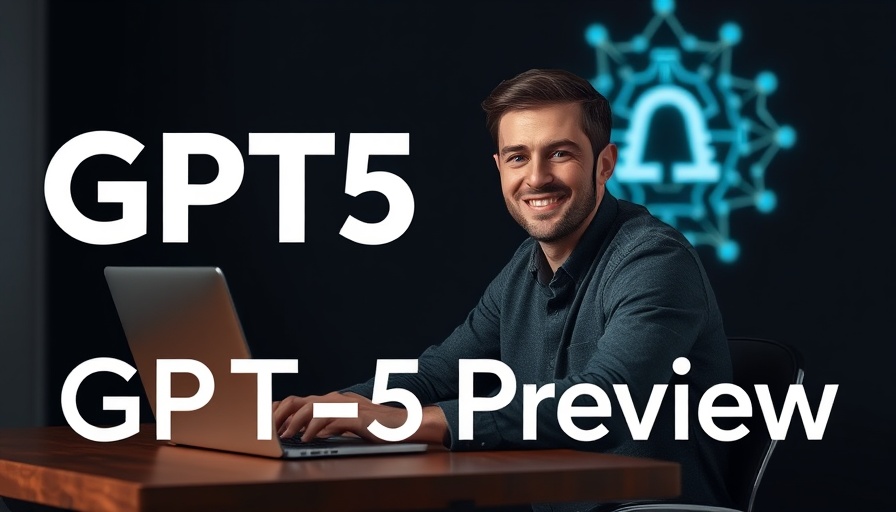 GPT-5 AI Assistant preview with smiling user on laptop.