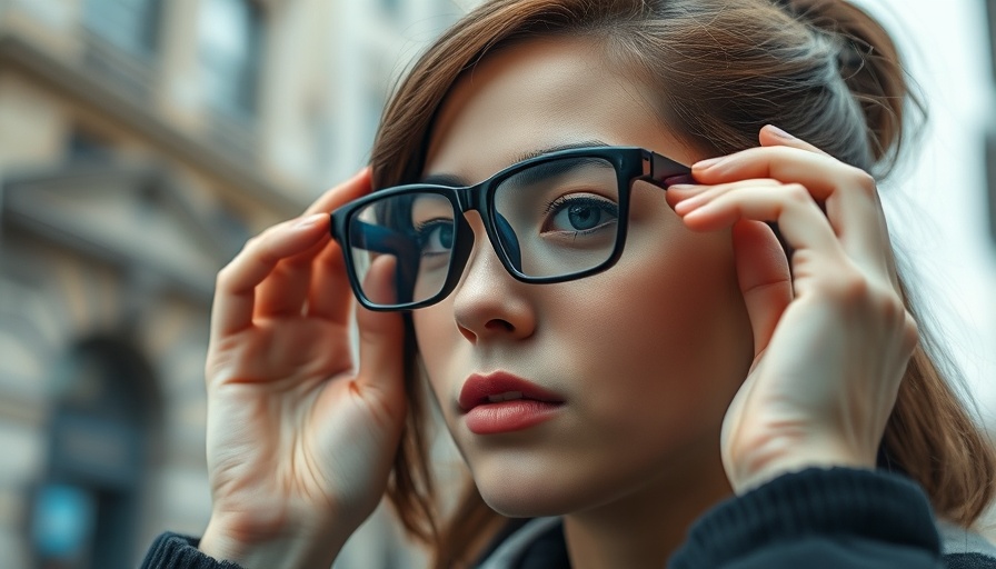 Close-up of woman adjusting Meta Ray-Bans, highlighting features.