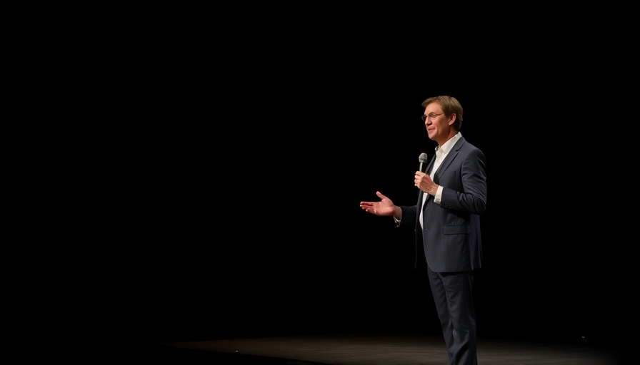 Speaker highlights Microsoft Copilot, minimalist dark stage.