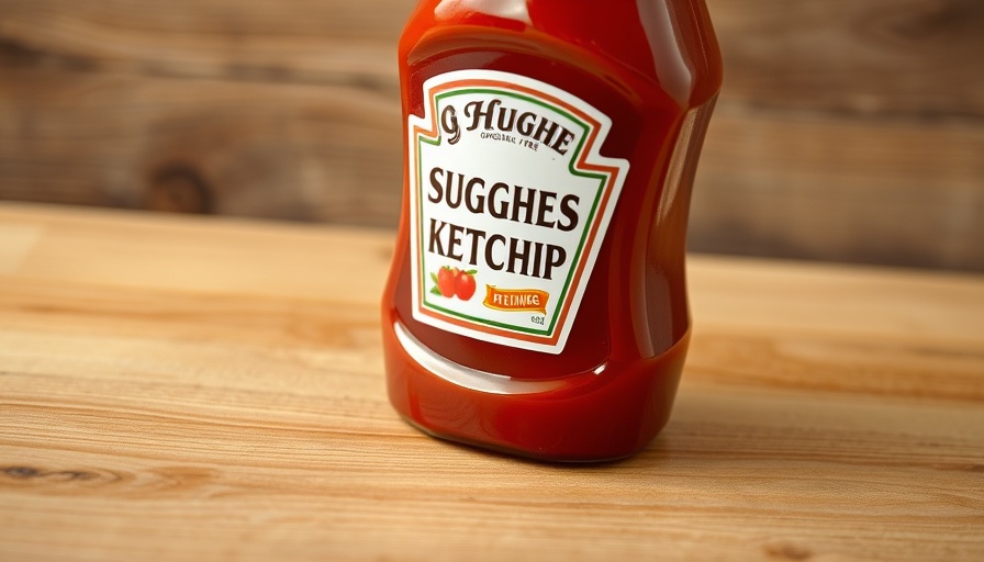 Sugar-free ketchup bottle on wooden surface