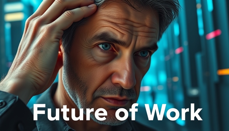 Agent Orchestration in AI futuristic cityscape with man and text.