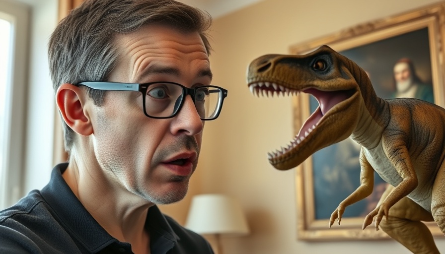 Using ChatGPT to turn a photo of a man and toy dinosaur into a Renaissance painting.