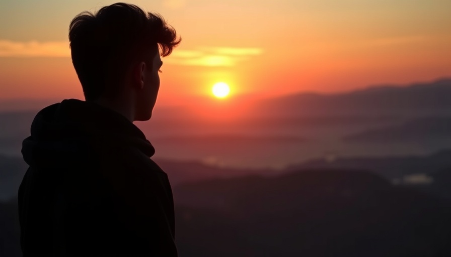 Silhouetted man at sunrise reflecting on life changes.