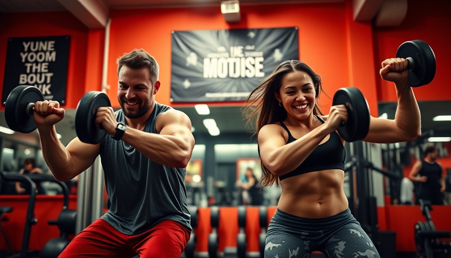 Duo performing 20 Min HIIT Workout with Weights indoors with enthusiasm