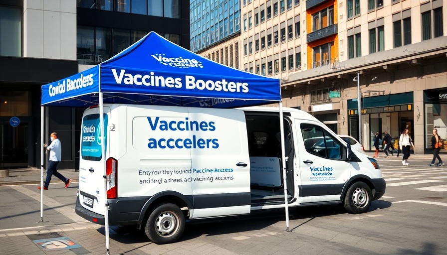 Urban vaccine booth next to van on city street, emphasizing FDA COVID vaccine limits.