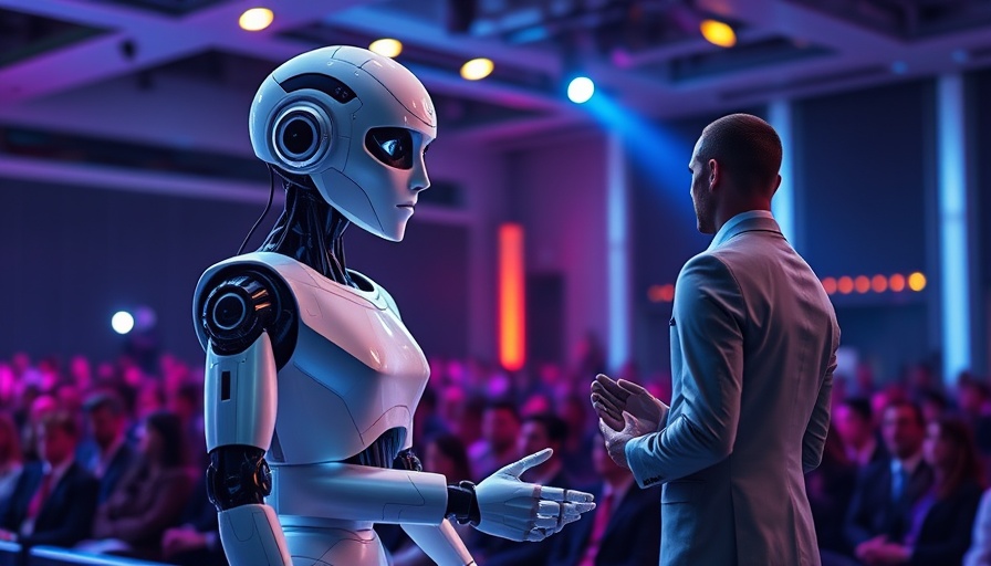 AI Nurse Robot interacting on stage with audience.