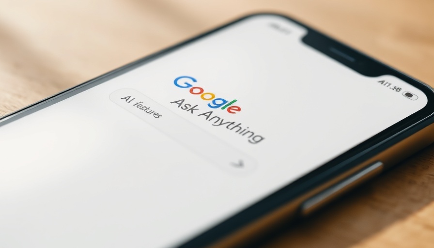 Smartphone showing Google AI features in search, close-up.