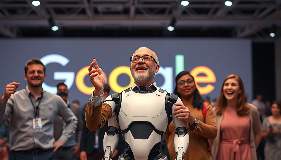 Google Gemini Ultra AI Technology launch with excited team and robot.