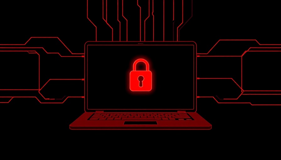Ransomware threat symbol on digital screen in cybersecurity context.
