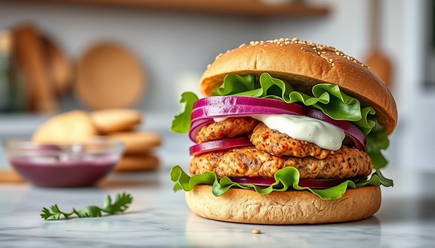 Mouthwatering Moroccan-Spiced Turkey Burger with toppings.