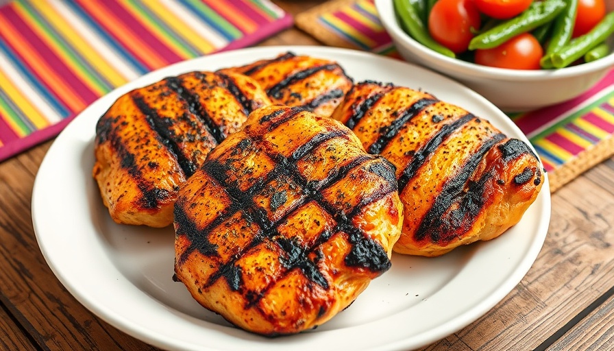 Savory low-carb marinade grilled chicken with salad.