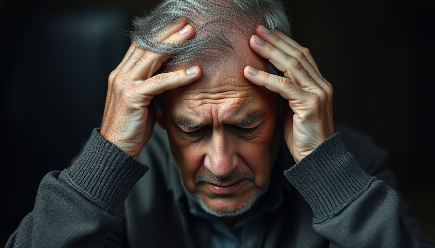 Elderly man holding head, illustrating mini stroke risks.