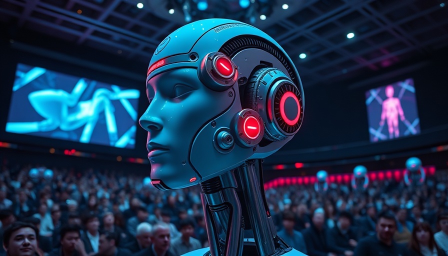 Futuristic technology presentation discussing AI solutions.