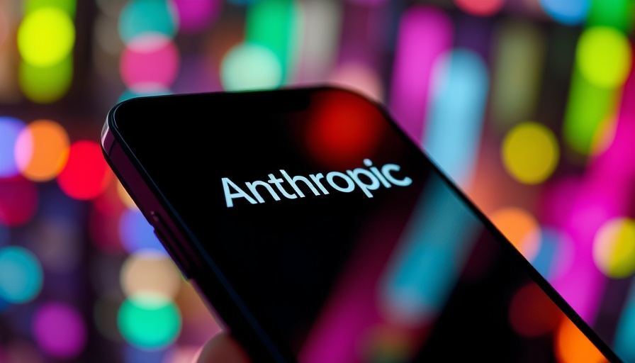 Anthropic logo on phone screen, vibrant AI behavior ethics theme