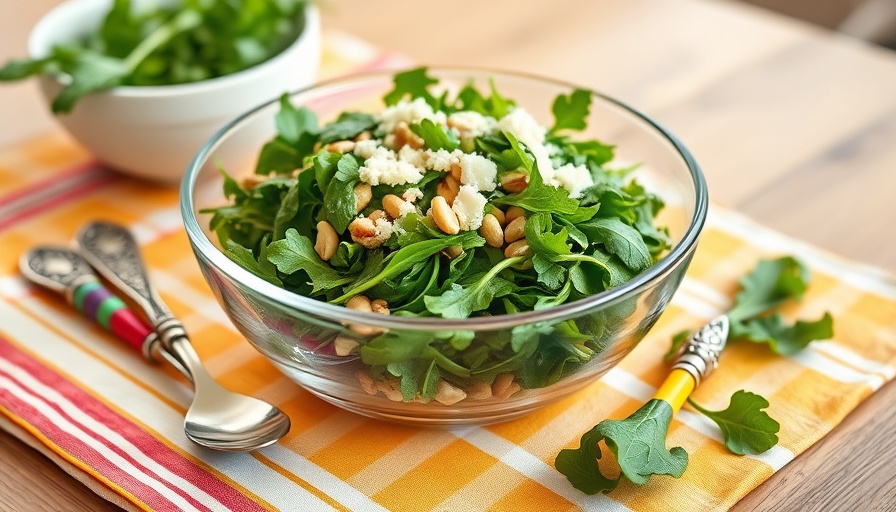 Fresh baby arugula salad with pine nuts and parmesan.