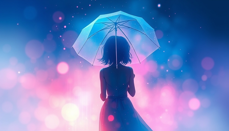 Dreamy abstract of a person under an umbrella, self-compassion strategies.