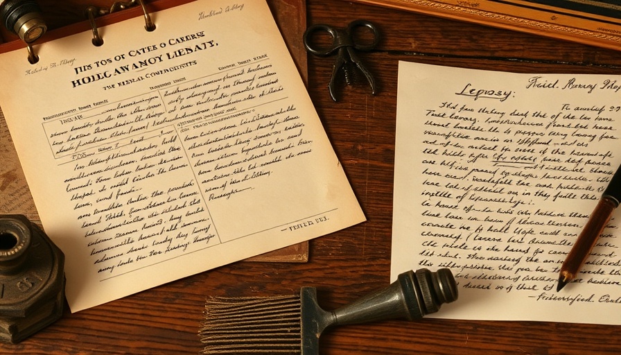 Historical leprosy documents on a wooden desk