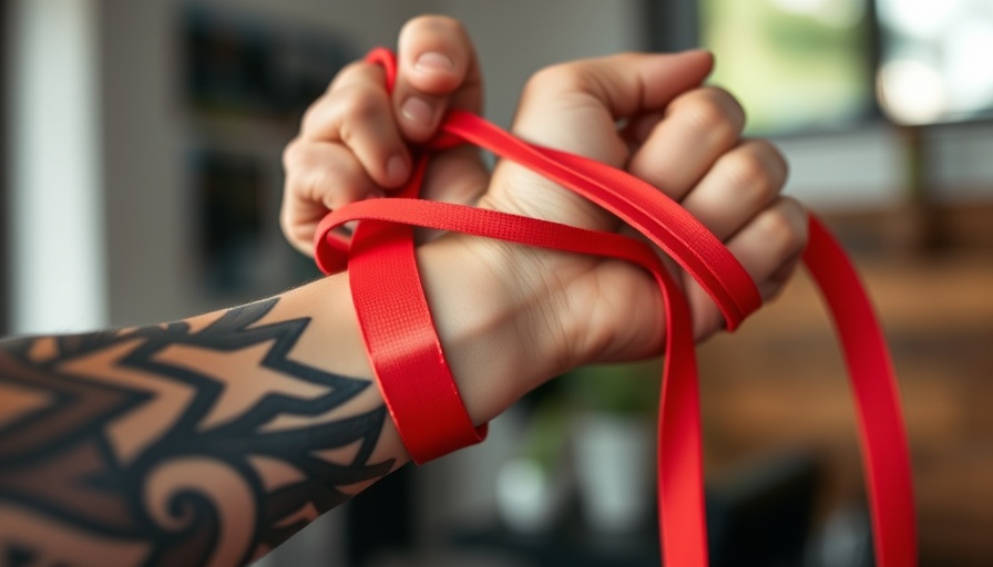 Portable resistance band workouts you can take on vacation, close-up view.