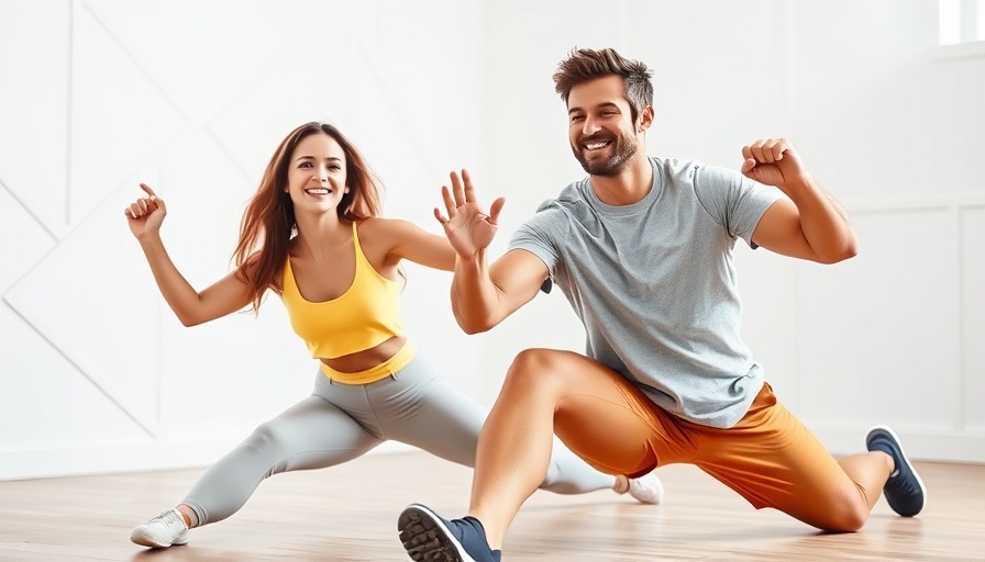 Energetic workout duo performing HIIT lunges indoors.