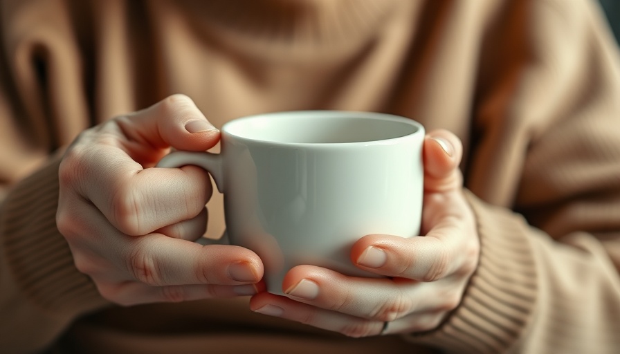 Elderly hands holding coffee cup highlighting benefits of drinking coffee.