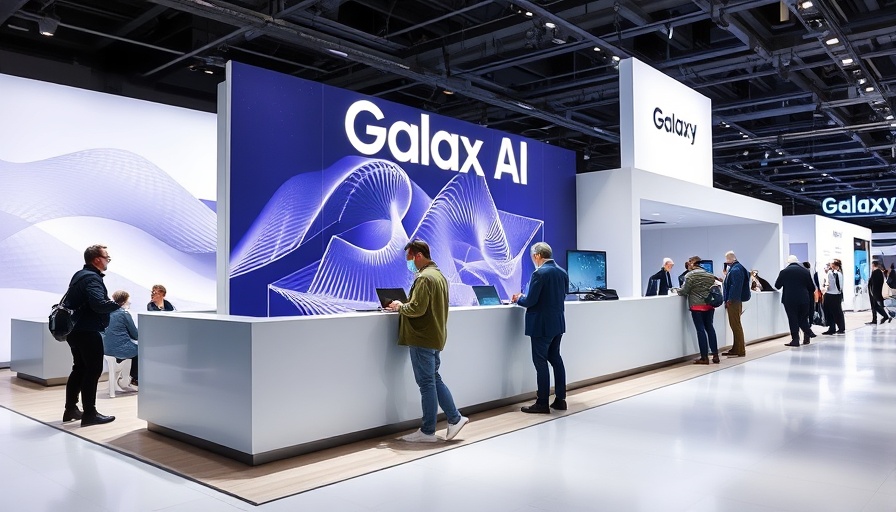 Samsung Galaxy AI display counter at tech conference.