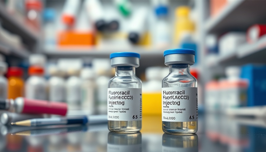 Fluorouracil injection vials represent genetic testing for chemo safety.