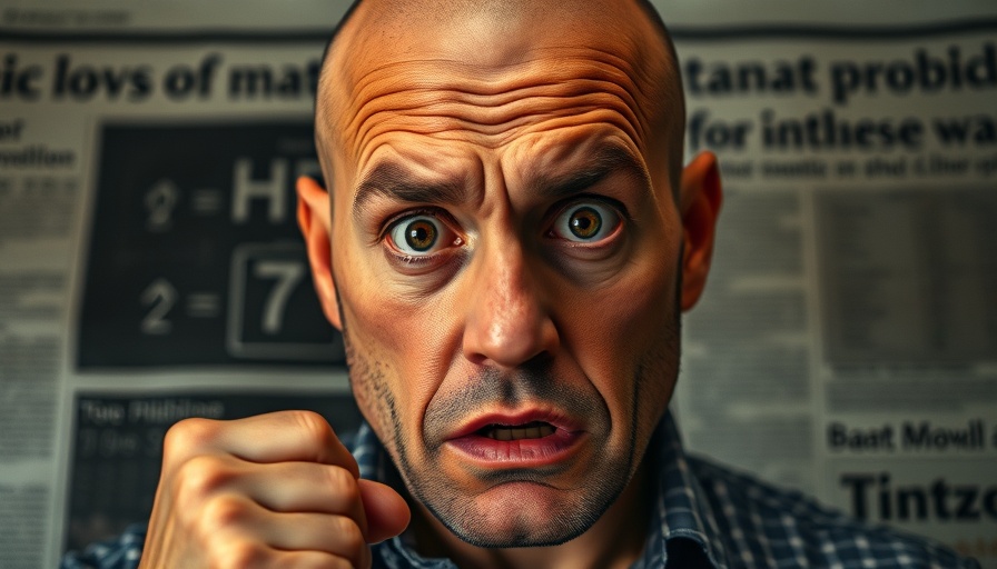 Frustrated man amazed by AI's math skills with headline text.