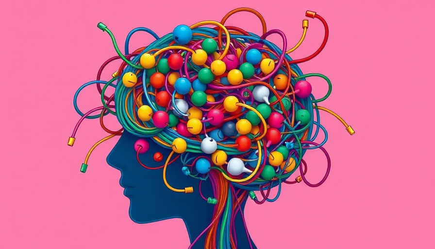 Abstract illustration of executive functioning challenges with colorful wires.