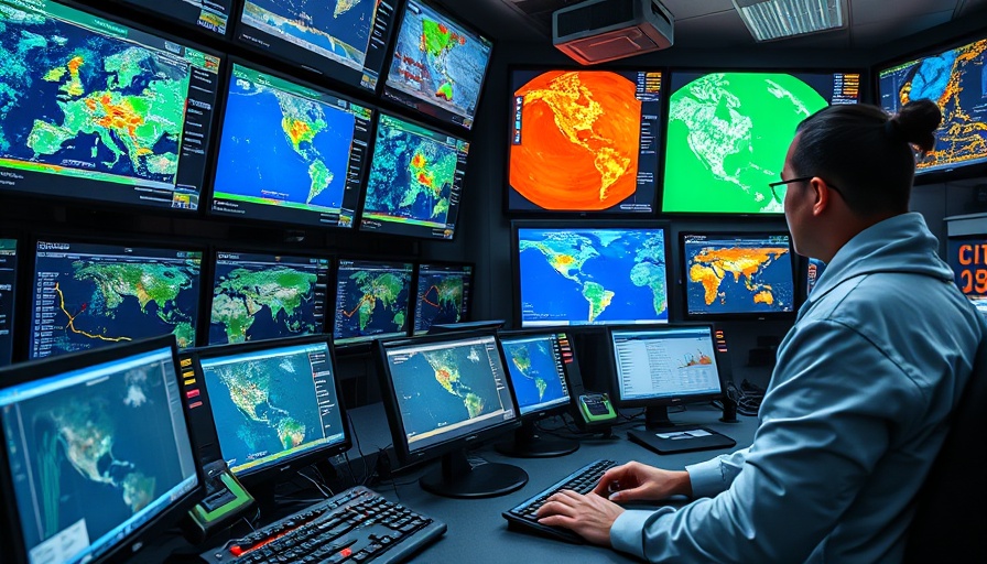 Weather monitoring station with dynamic meteorological data displaying vivid colors.
