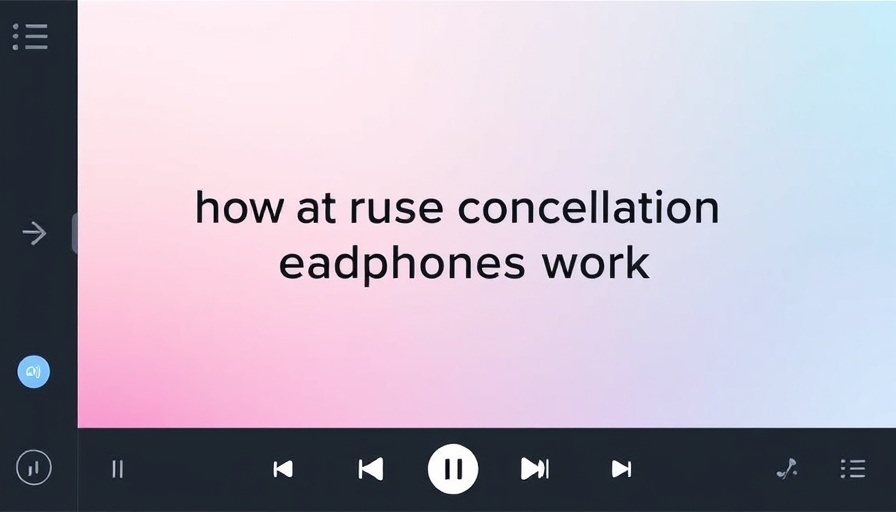 Minimalist audio player interface with noise cancellation text.