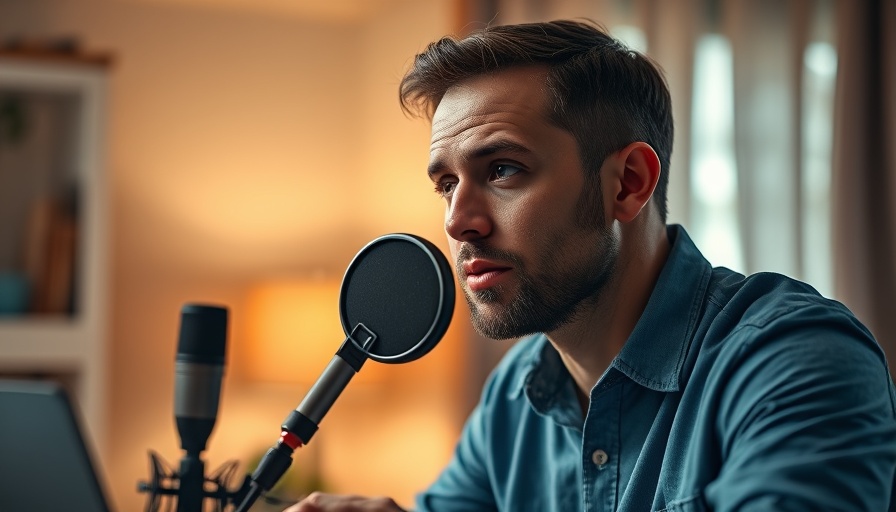Thoughtful man discussing scaling from six to seven figures on a podcast.