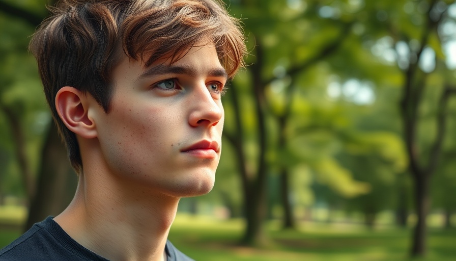 Young man contemplating in a park, highlighting mentorship in AI technology.