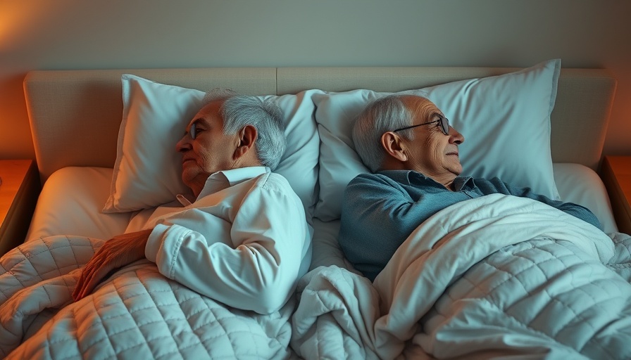 Elderly couple dealing with a sexless marriage, lying apart in bed.
