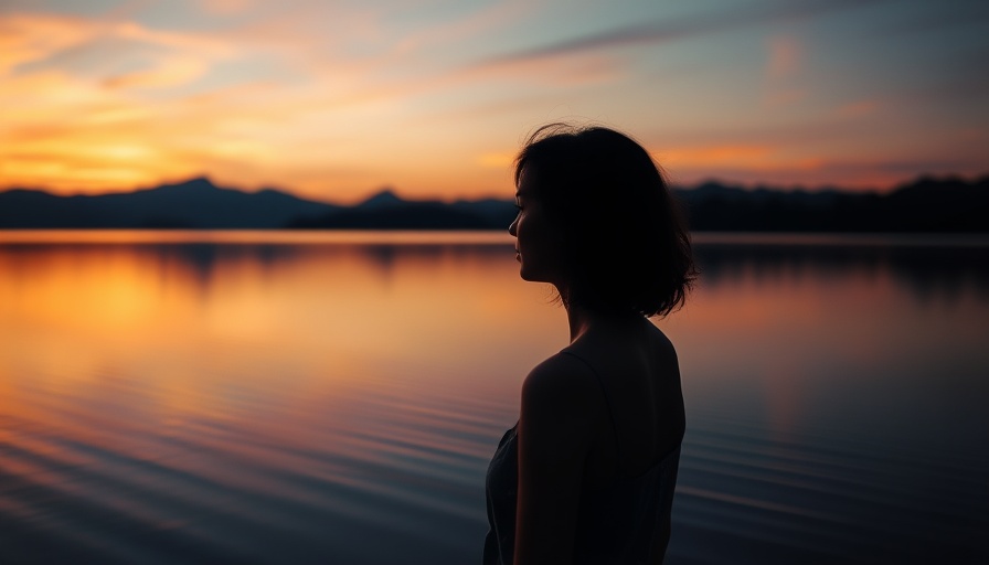 Silhouette of a woman at lake during sunset, symbolizing letting go.