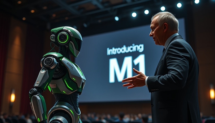 Presentation of Open-Source AI Model M1 with humanoid robot and speaker