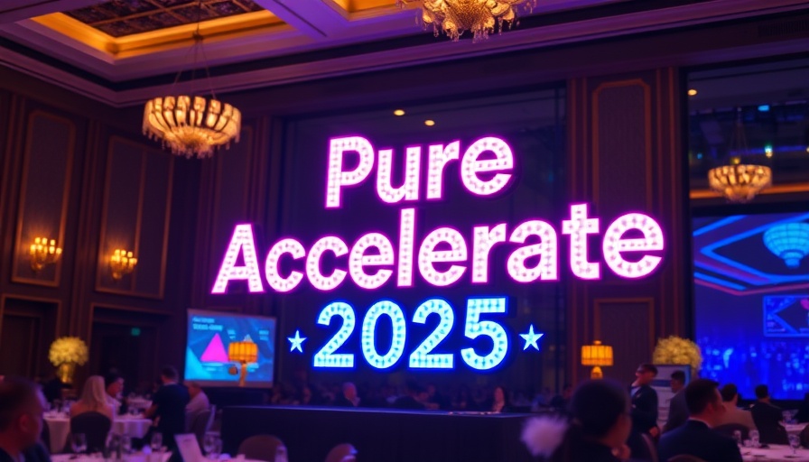 Retro event sign 'Pure Accelerate 2025' at business conference