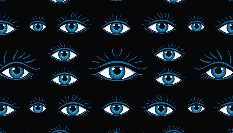 Stylized blue eyes pattern representing vigilance in corporate espionage.