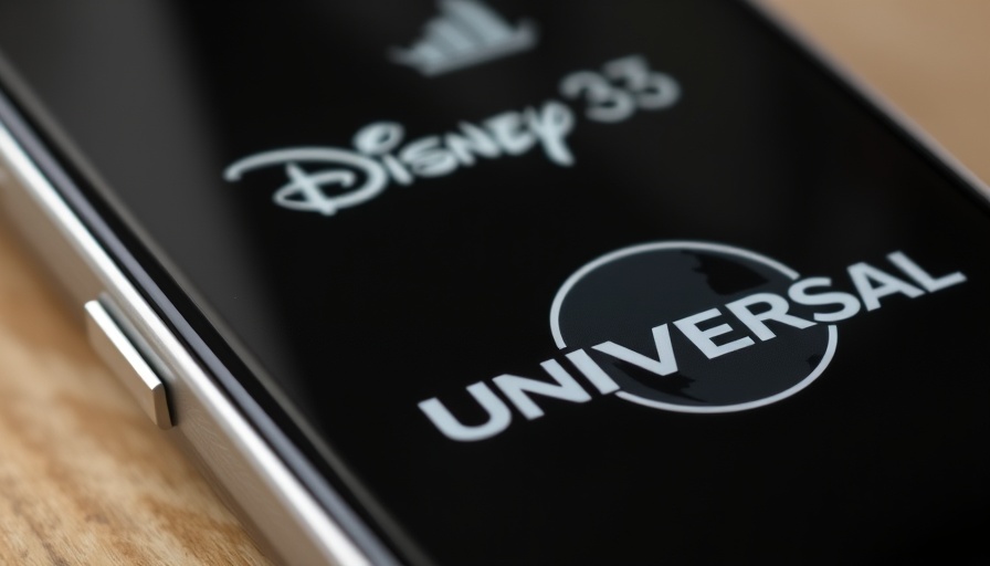 Disney and Universal logos on smartphone - AI-generated content and copyright laws