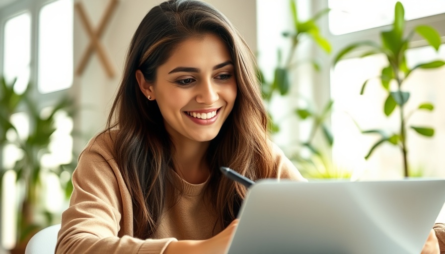 College student using Microsoft Copilot AI on laptop in home office.