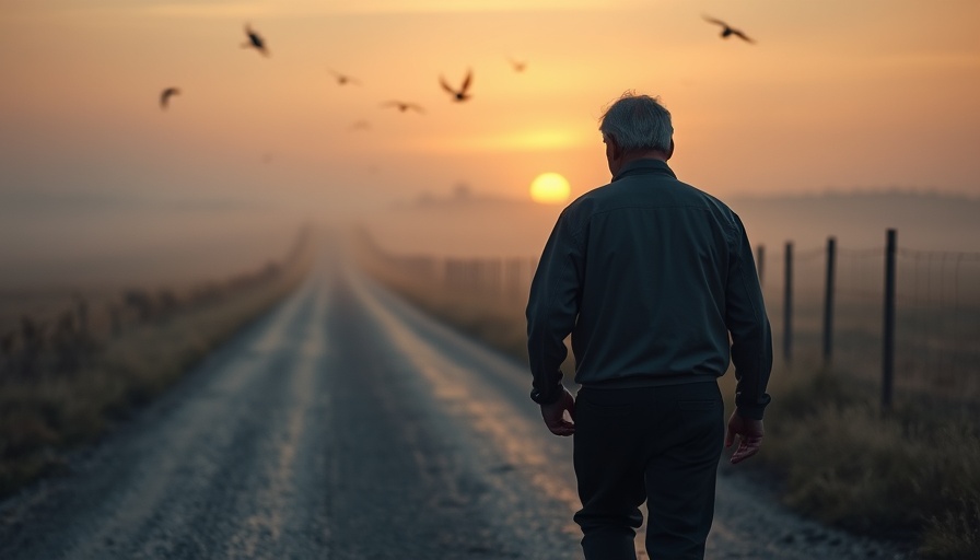 Serene scene of an older man on a misty road - 8 wake up calls you need to receive.