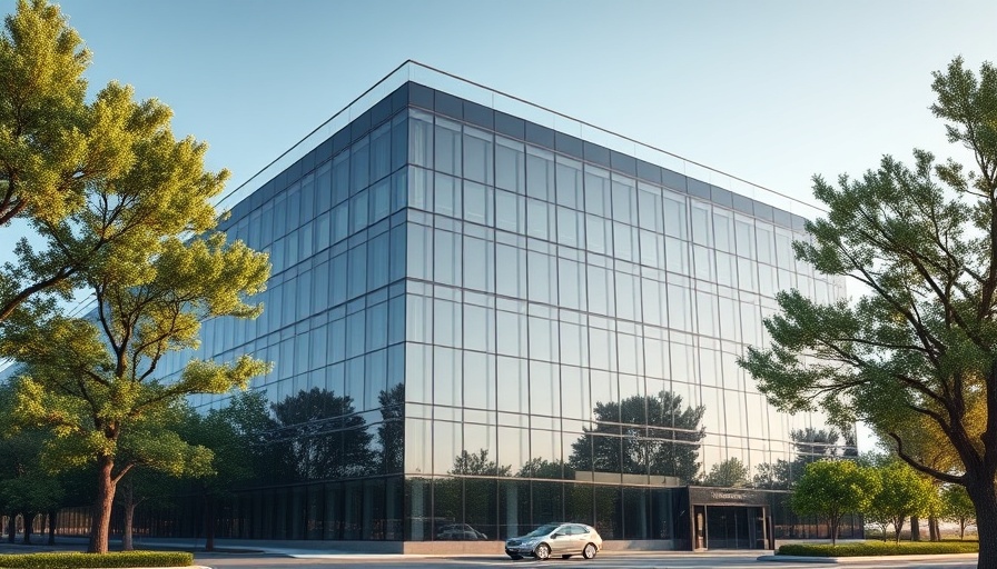 HPE GreenLake office building exterior with reflective glass facade.