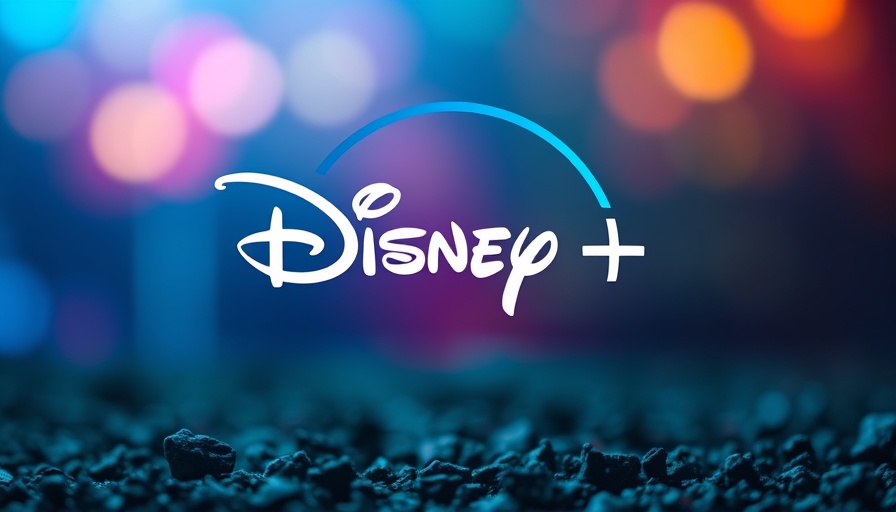 Disney Plus logo on a colorful gradient background.