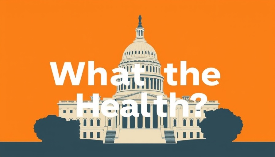 Illustration of U.S. Capitol with text 'What the Health?' on orange.