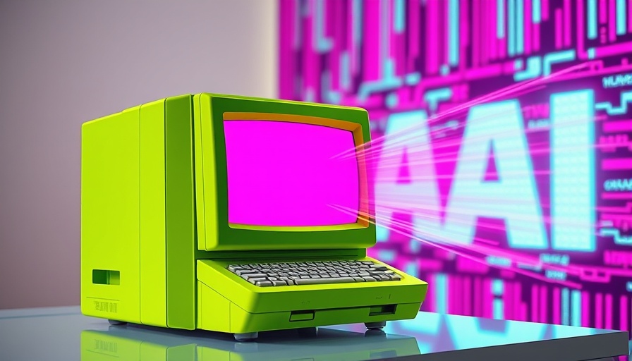 Abstract AI concept art featuring vintage computer