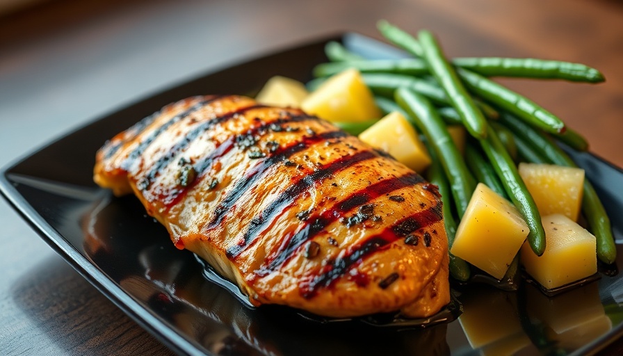 Marinated grilled chicken with pineapple and green beans.