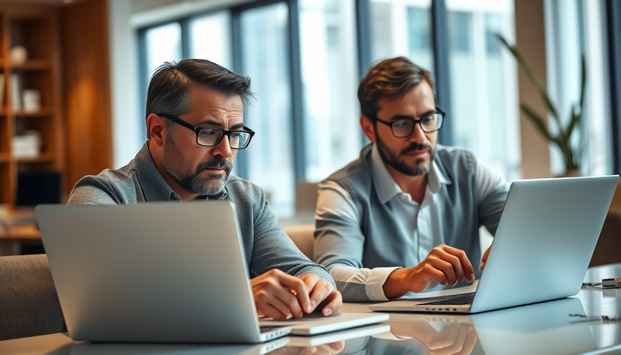 AI hiring process insights with entrepreneurs working on laptops in modern office.