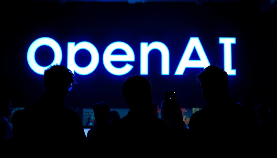 Silhouetted people in front of illuminated OpenAI sign